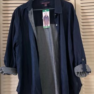 Gloria Vanderbilt Dark Blue Denim Shirt
